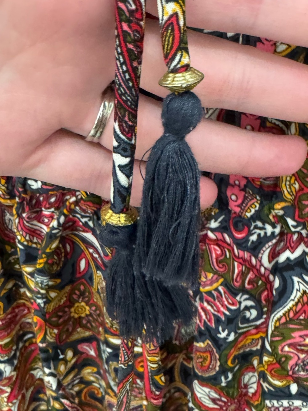 Anthropologie Boemo Boho Paisley Maxi Dress Size M Long Sleeve Tiered - Picture 6 of 10